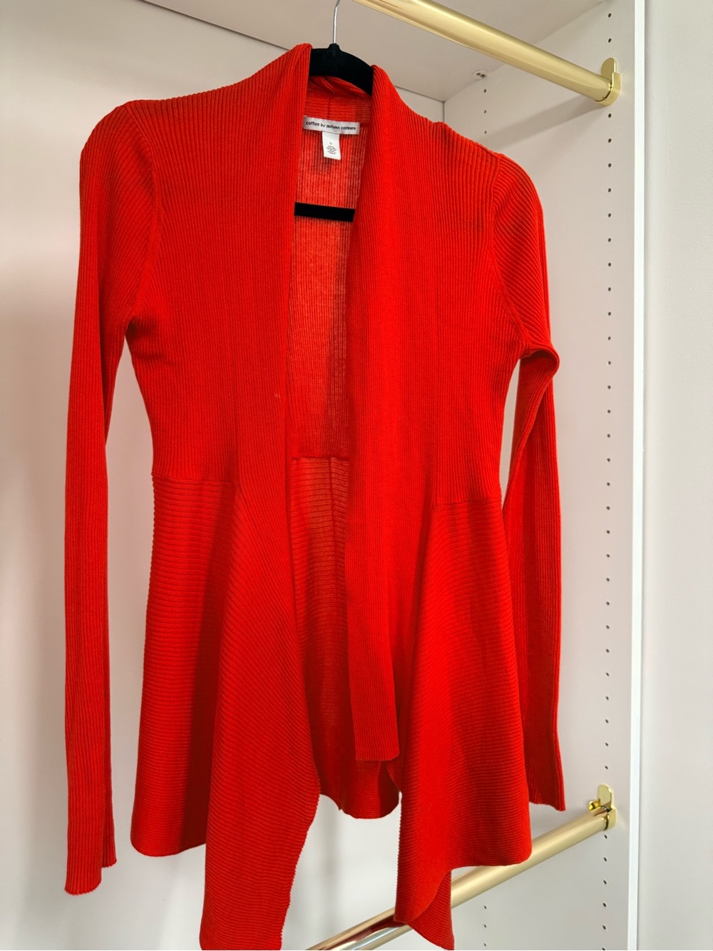 Cotton by Autumn Cashmere Open-Front Red Ribbed Women’s Sweater Cardigan